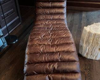 Restoration Hardware Oviedo leather chaise in brown 62L x 24w x 33.5h
