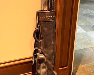 antique leather golf bag