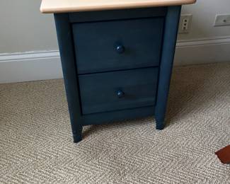 Nadeau bedside chests blue with maple top (2) – 19sq x 22h