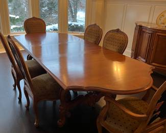 Century Furniture Coeur de France Rhone Valley collection dining table, chairs, china cabinet, media armoire, sideboard
