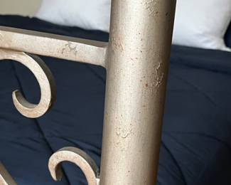 Queen 4 poster/canopy bed. 63w x 90h. Aged bronze with distressed finish.