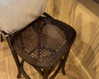 Restoration Hardware Madeleine armless barstools with linen covered cushions. 3 available - 47h overall x 31.5h seat x 16.5w 