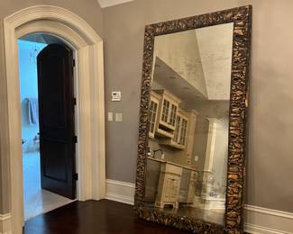 Restoration Hardware massive antiqued carved wood floor mirror