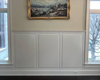 Harbor scene original painting by KH Fassbender 54w x 30h