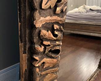 Restoration Hardware massive antiqued carved wood floor mirror