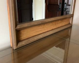 MCM White Fine Furniture king bedroom suite -  low dresser w/ mirror - Tempered glass top - 72w x 20d x 33h. Mirror is 34.25w x 60h. 