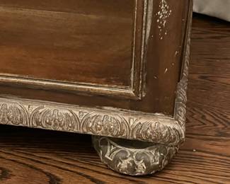 Restoration Hardware French Empire carved king bed frame + 2 open nightstands