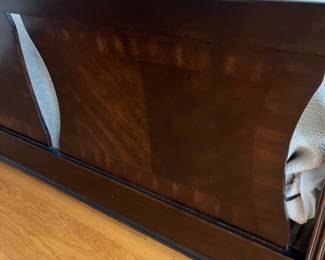 Queen dark wood bed frame - 56h headboard x 30h footboard x 64w. and matching nightstand