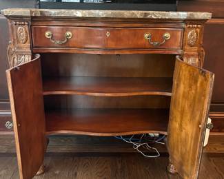 Hekman Furniture serpentine front console / commode with stone top - 50w x 18d x 37h