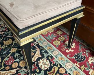 MCM bench with inset stone and cushions - 60.25w x 18d x 18h top of cushion