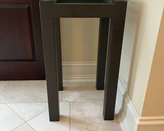 Heavy metal and glass top table bar table -coordinating console and additional end table available - 20sq x 36h
