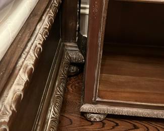 Restoration Hardware French Empire carved king bed frame + 2 open nightstands