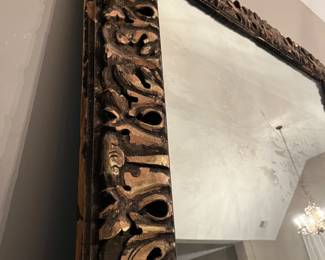 Restoration Hardware massive antiqued carved wood floor mirror