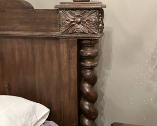 Restoration Hardware French Empire carved king bed frame + 2 open nightstands