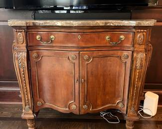 Hekman Furniture serpentine front console / commode with stone top - 50w x 18d x 37h