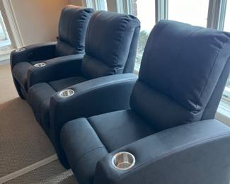 6 home theatre recliners in dark gray leather