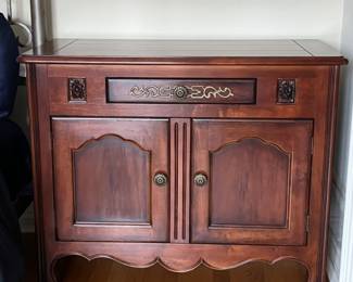 Hickory White large bedside chest. 1 drawer 2 door cabinets with interior shelves. 37w x 18d x 29.5h 