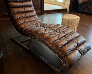 Restoration Hardware Oviedo leather chaise in brown 62L x 24w x 33.5h