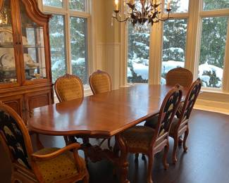 Century Furniture Coeur de France Rhone Valley collection dining table, chairs, china cabinet, media armoire, sideboard