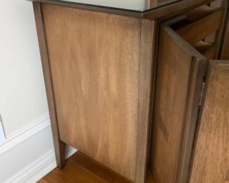 MCM White Fine Furniture king bedroom suite -  low dresser w/ mirror - Tempered glass top - 72w x 20d x 33h. Mirror is 34.25w x 60h. 