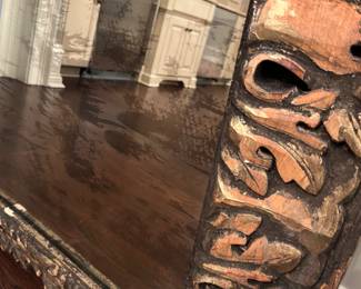 Restoration Hardware massive antiqued carved wood floor mirror