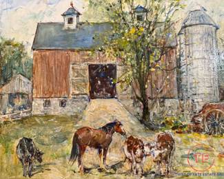 Attributed to LESLIE COPE "The Carl Brown Barn" (Roseville Ohio) Oil on Board