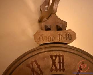 Vintage Anno 1640 Reproduction Wood Gear Waaguhr Clock