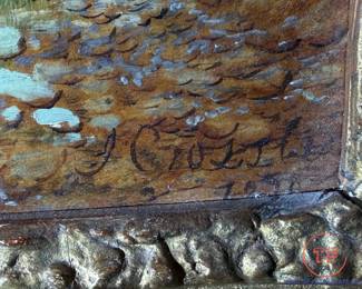 Antique 1878 Original Oil on Canvas Pastoral River Landscape Signed J. CROSSLEY