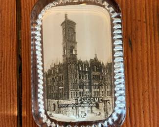 1890's Antique "Welcome City Hall, OMAHA Neb." Photograph Glass Paperweight
