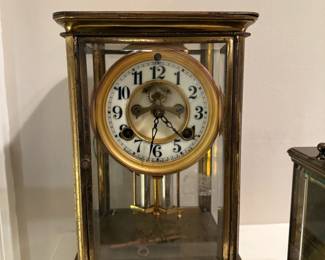 1900's Antique WATERBURY CLOCK CO. U.S.A. Brass Four-Glass MERCURY Regulator Mantle Clock