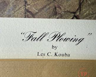 Signed Limited Edition Printer's Proof "Fall Plowing" by LES C. KOUBA