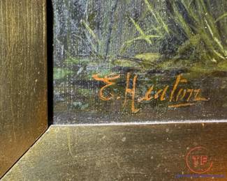 Antique Original Oil on Canvas Scottish Highland Cattle in Countryside by EDWARD HEATON (English, 19th C)