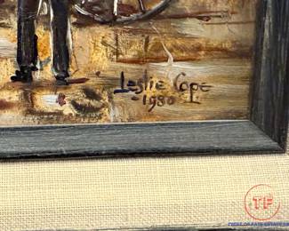 Signed Oil on Board "Country Store" (Fredericksburg, Ohio) by LESLIE COPE (1980)
