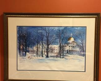 Original Watercolor Boston State House by NITA ENGLE AWS