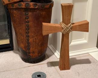 Antique Riveted Leather Water Fire Bucket