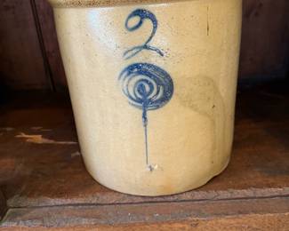 Antique RED WING 2 Gallon Bee Sting Drop Target with Large Turkey Droppings Salt Glaze Stoneware Crock