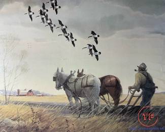 Signed Limited Edition Printer's Proof "Fall Plowing" by LES C. KOUBA