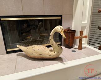 Hand Carved Wooden Swan