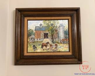 Attributed to LESLIE COPE "The Carl Brown Barn" (Roseville Ohio) Oil on Board