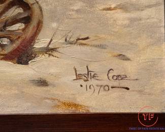 Original Oil on Board Farm Scene by LESLIE COPE (1970)