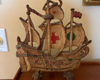 Vintage Cast Iron Ship Doorstop