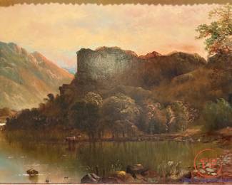 Antique 1878 Original Oil on Canvas Pastoral River Landscape Signed J. CROSSLEY
