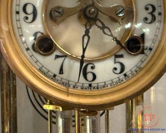 1900's Antique WATERBURY CLOCK CO. U.S.A. Brass Four-Glass MERCURY Regulator Mantle Clock