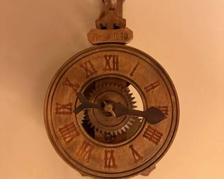 Vintage Anno 1640 Reproduction Wood Gear Waaguhr Clock