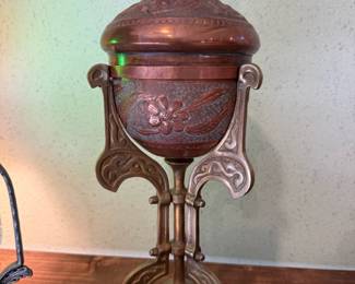 Antique Copper and Brass Oil Lamp