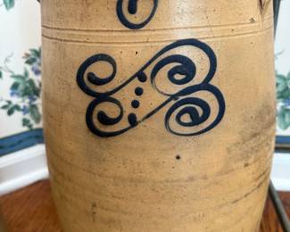 Antique 6 Gallon Butter Churn Crock with Lid