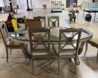 Glass Dining Table with 6 Chairs