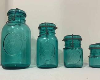 Vintage Ball Ideal Aqua Blue Green Jars