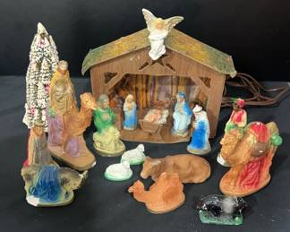 Lightup Manger  Characters ceramic