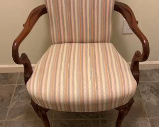Wood Chair with Striped Fabric